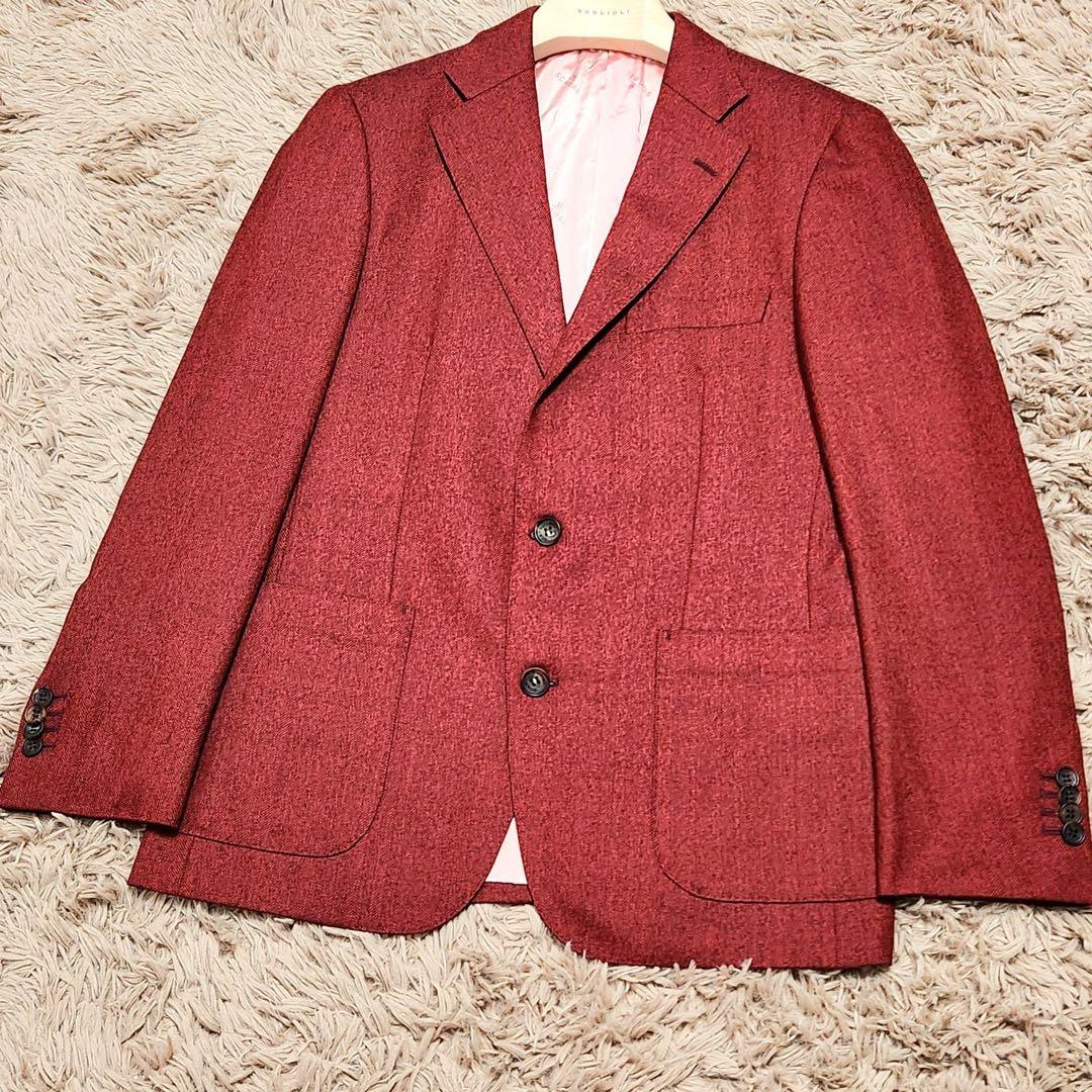 SCABAL テーラードジャケット ヘリンボーン ツイード ロゴ ボタン 美裏地