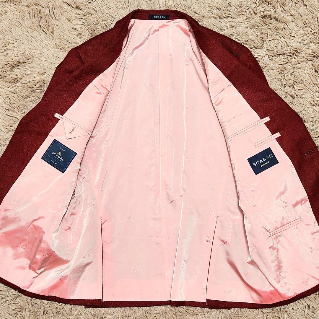 SCABAL テーラードジャケット ヘリンボーン ツイード ロゴ ボタン 美裏地