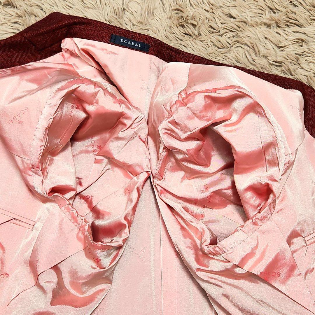 SCABAL テーラードジャケット ヘリンボーン ツイード ロゴ ボタン 美裏地