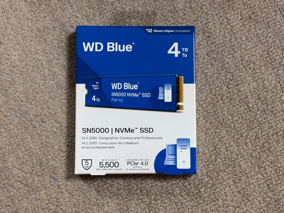 【未開封新品】WD Blue SN5000 NVMe SSD 4TB 2台