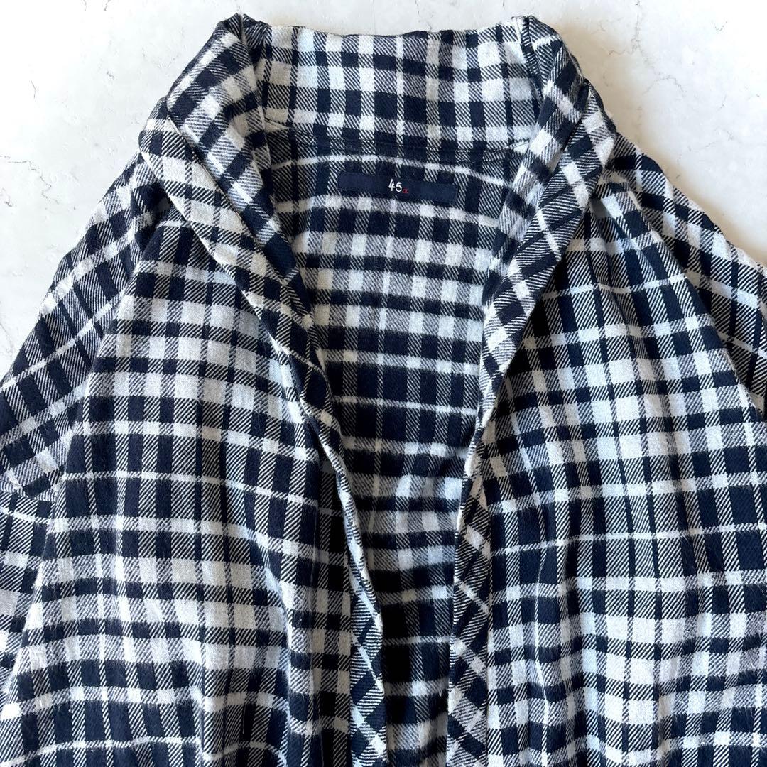 美品 45R インド製 コットンフランネルチェック シャツカーディガン 羽織り_