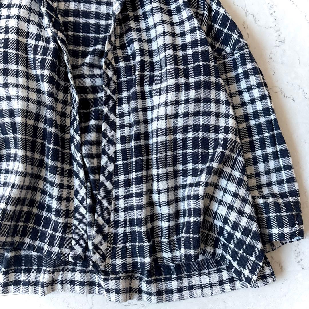 美品 45R インド製 コットンフランネルチェック シャツカーディガン 羽織り_