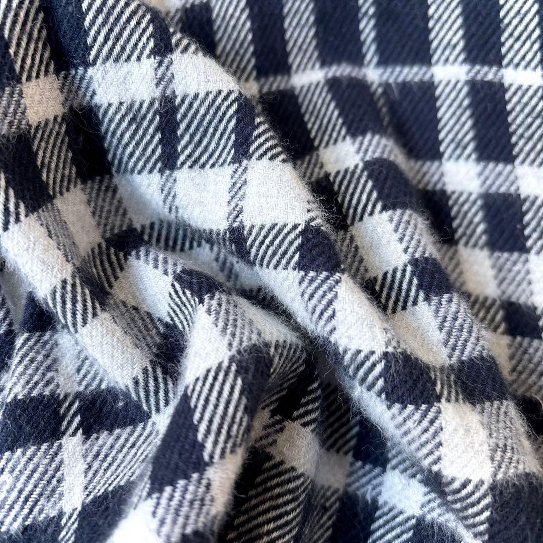 美品 45R インド製 コットンフランネルチェック シャツカーディガン 羽織り_