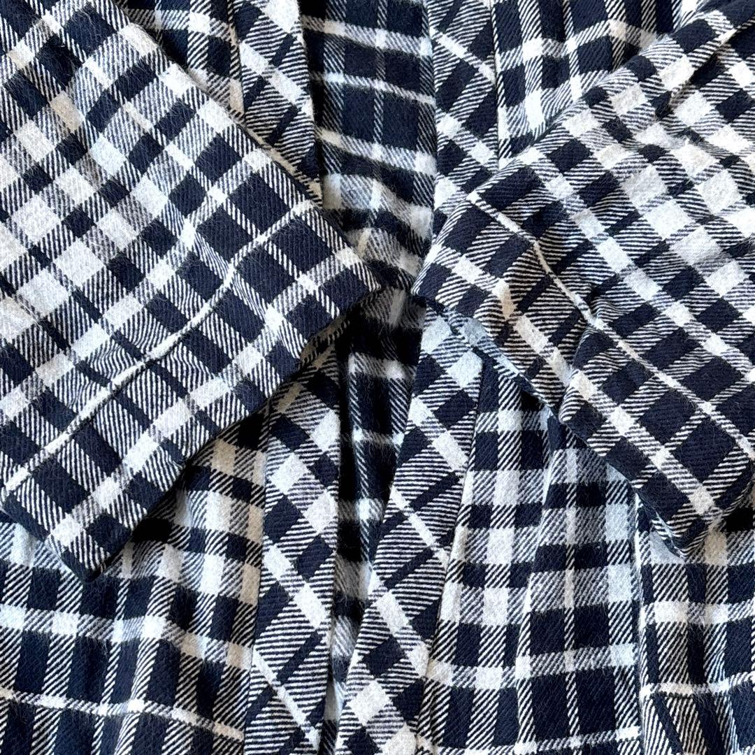 美品 45R インド製 コットンフランネルチェック シャツカーディガン 羽織り_