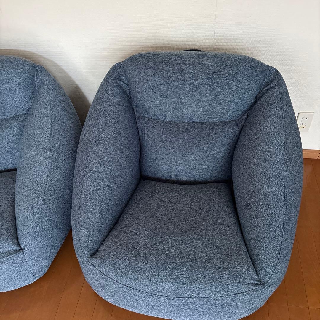 無印良品　ネイビー空気クッションソファ 1人掛け 空気ポンプ付　2個セット