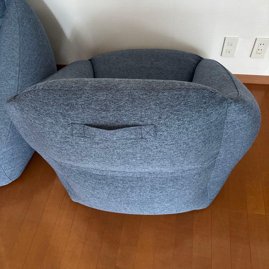 無印良品　ネイビー空気クッションソファ 1人掛け 空気ポンプ付　2個セット