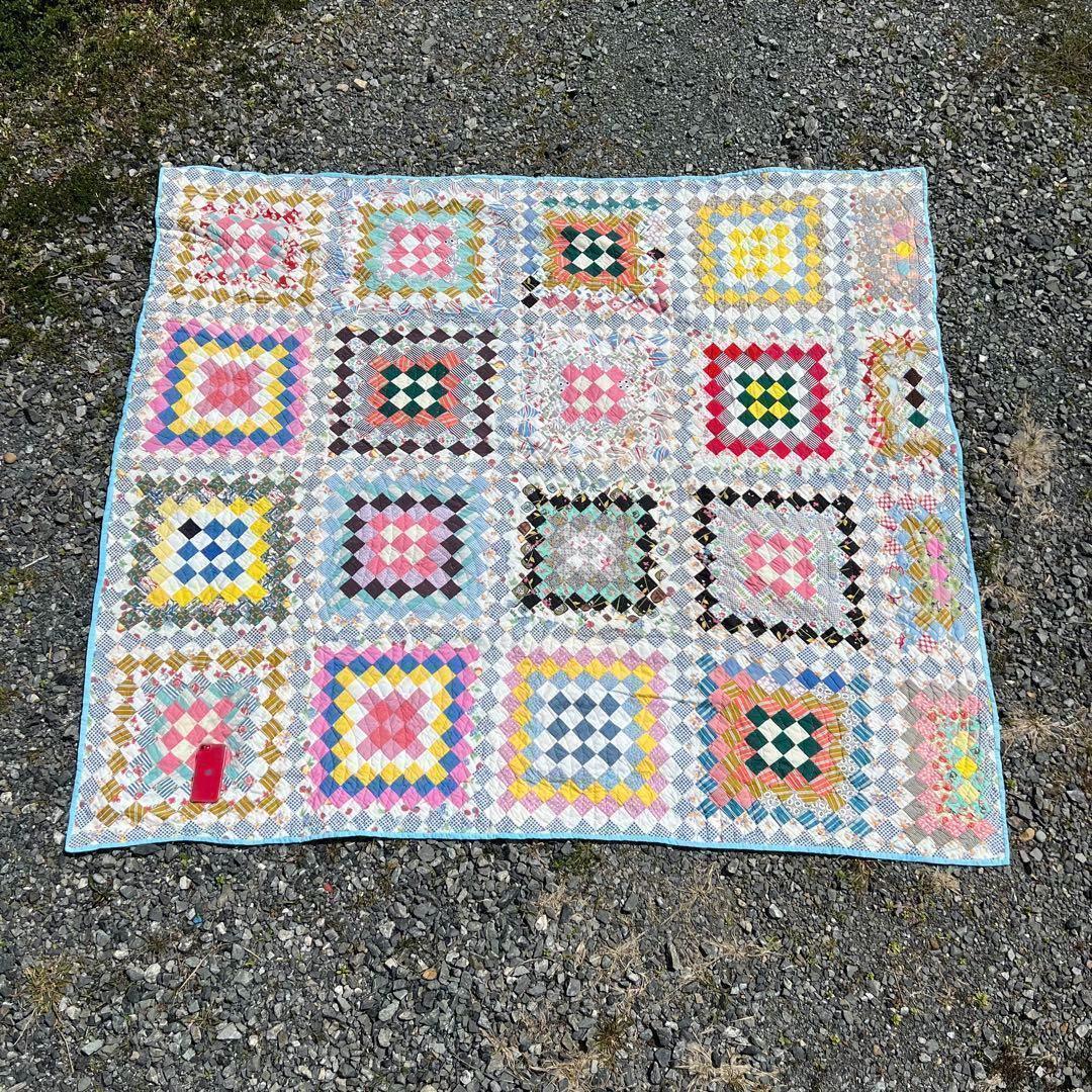 USED USA古着 大判ラグ キルティング パッチワーク vintage