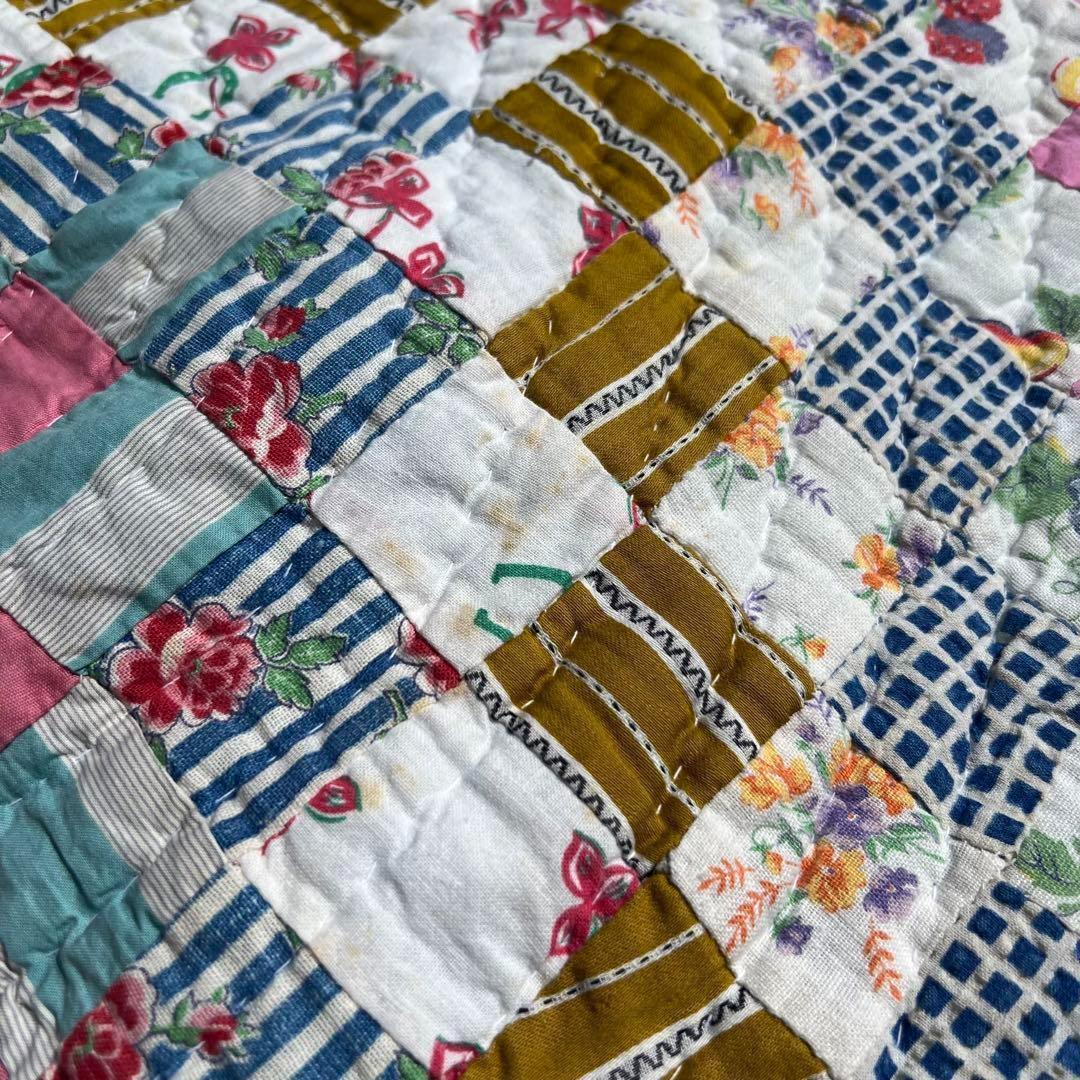 USED USA古着 大判ラグ キルティング パッチワーク vintage