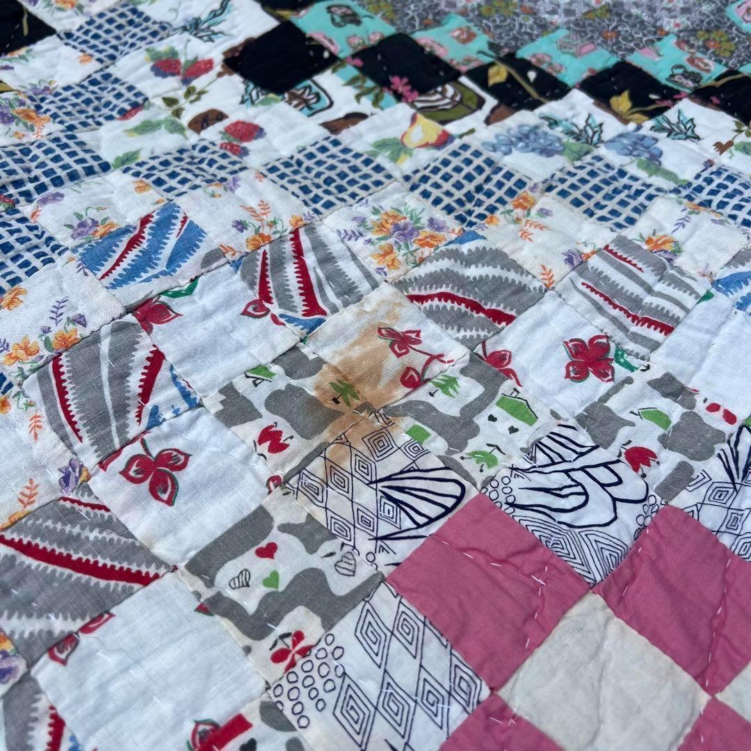 USED USA古着 大判ラグ キルティング パッチワーク vintage