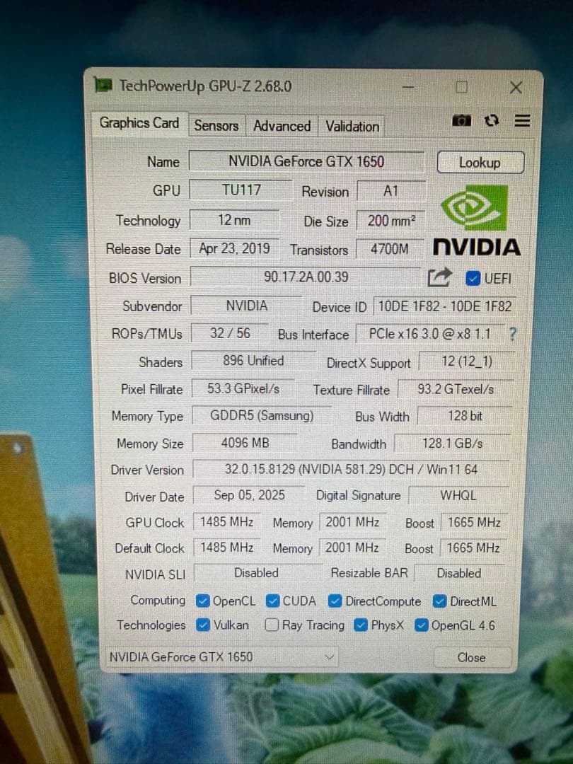 【動作確認済み】GTX1650 4GB 補助電源不要　ヴァロラント200fps