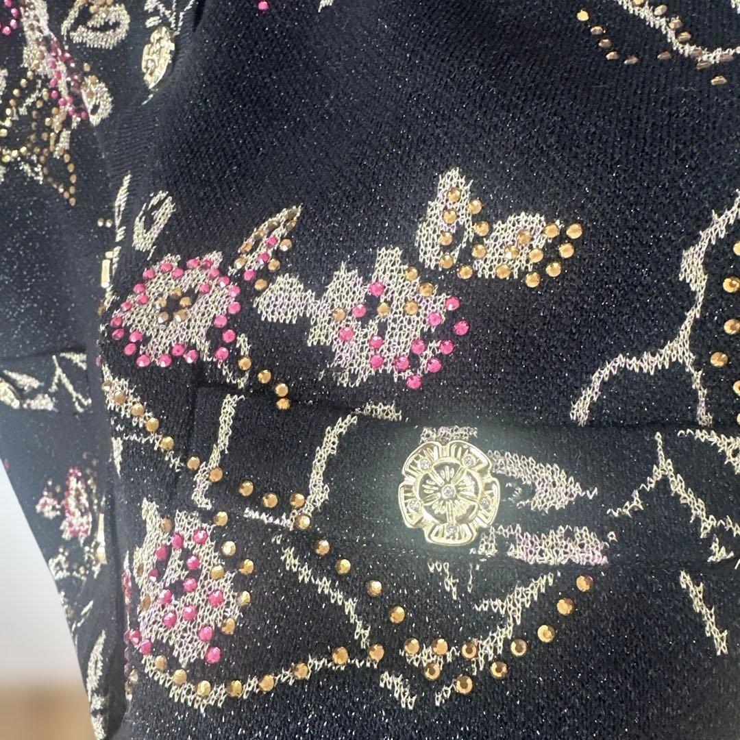 CHANEL 花柄刺繍 長袖カーディガン