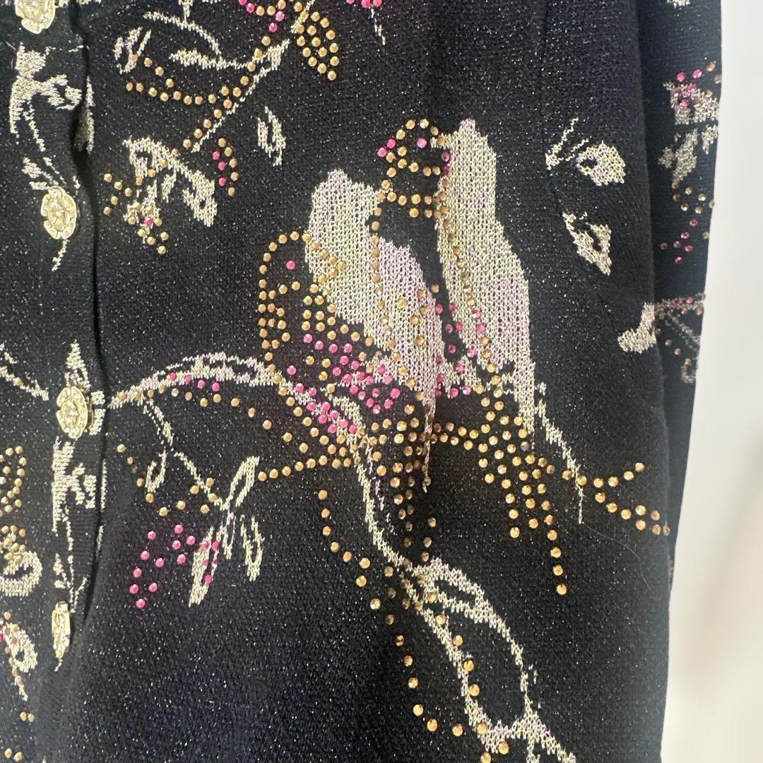 CHANEL 花柄刺繍 長袖カーディガン