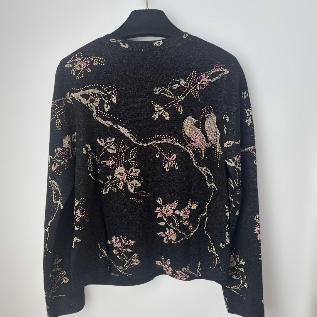 CHANEL 花柄刺繍 長袖カーディガン