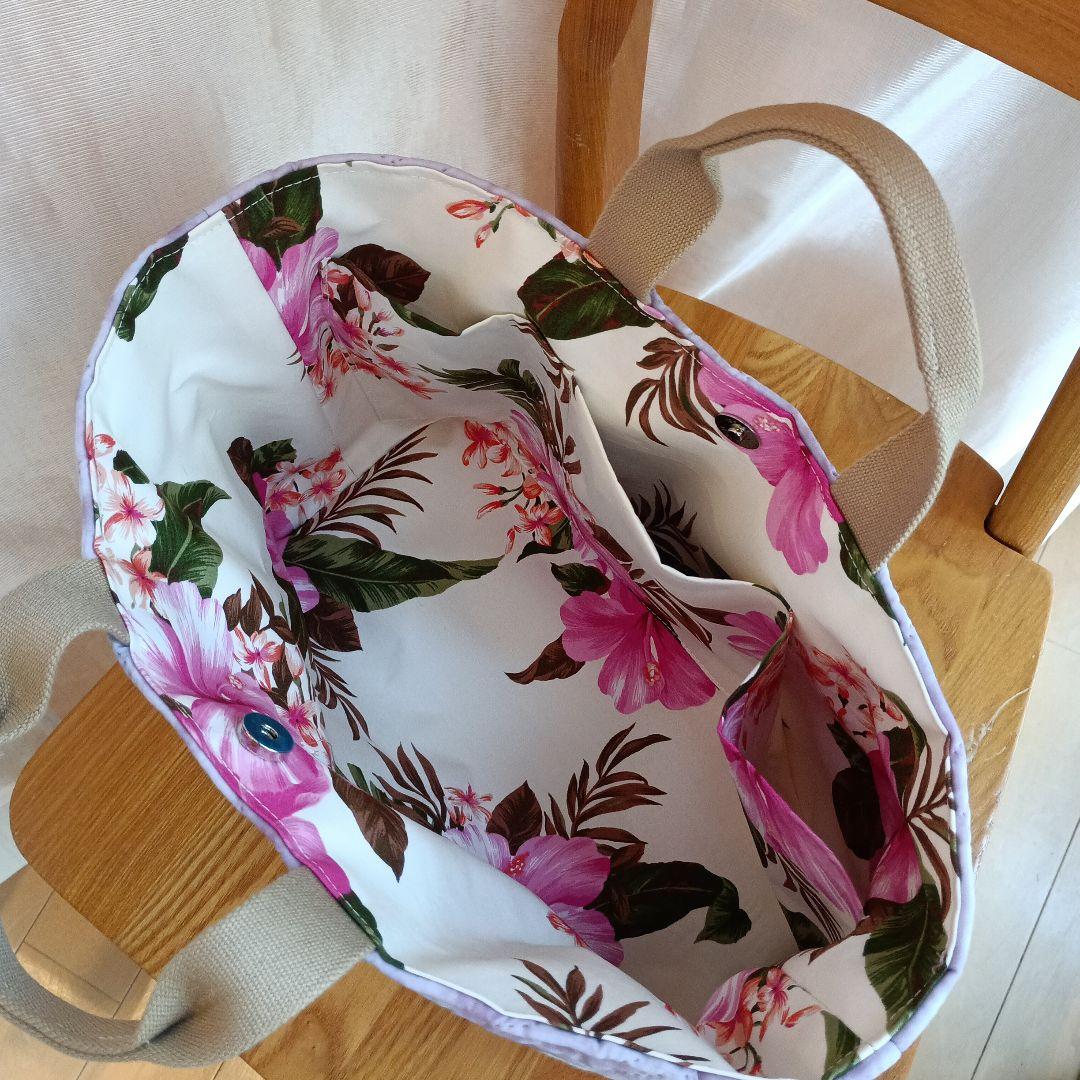 ハワイアンキルト　バッグ　ハイビスカス