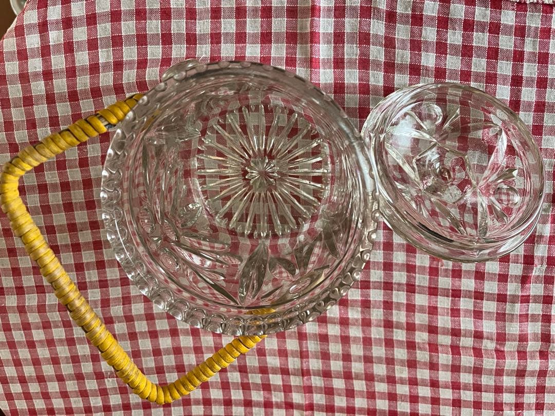 イギリスアンティーク ガラスビスケットジャー ガラスお菓子入れ ボンボンジャー