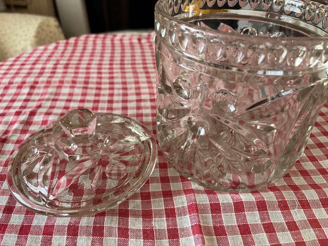 イギリスアンティーク ガラスビスケットジャー ガラスお菓子入れ ボンボンジャー