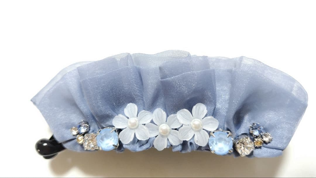 【新品同様】コンプレックスビズバナナクリップフラワーレースブルー