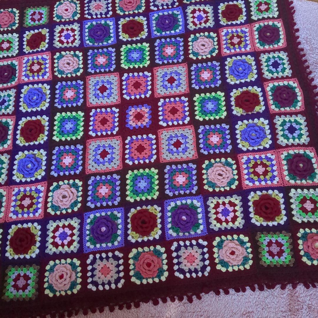 モチーフ編み マルチカバー大判 ベッド こたつ ソファーカバー ブランケット