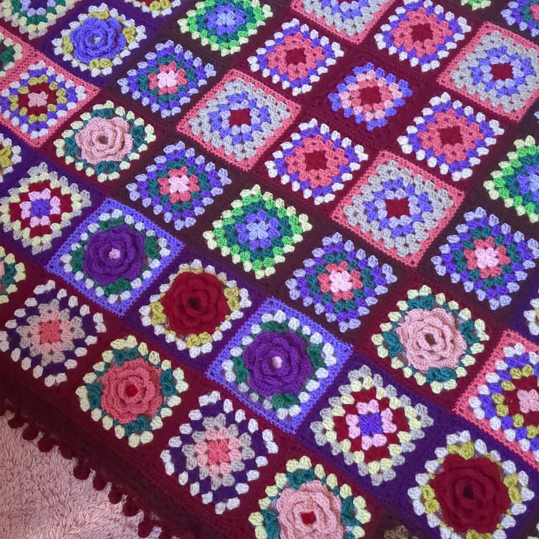 モチーフ編み マルチカバー大判 ベッド こたつ ソファーカバー ブランケット