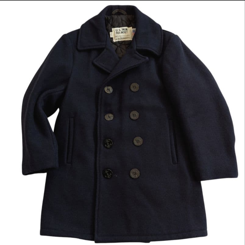 希少　ショット　ネイビー ウールコート ピーコート　USA 36