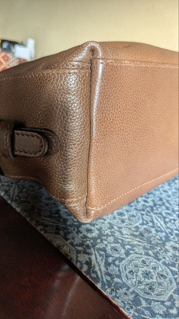 ロンシャン　ブラウン レザーワンショルダーバッグ