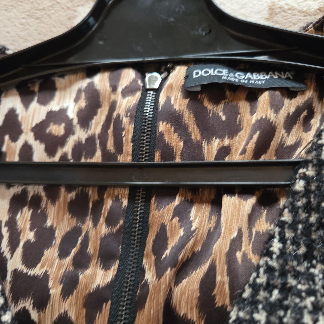 r*!様 DOLCE&GABBANA ツイードワンピース 42裏地ヒョウ柄