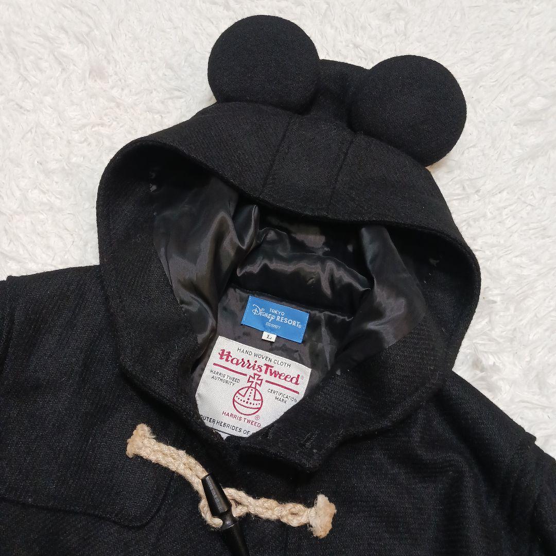 ✨未使用級✨ディズニーリゾート×ハリスツイード　ダッフル　ミッキーフード　L