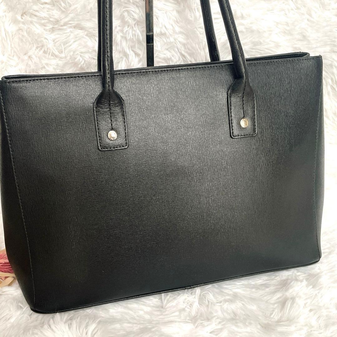 美品⭐︎ FURLA リンダ 黒 サフィアーノ ビジネス トートバッグ ゴールド