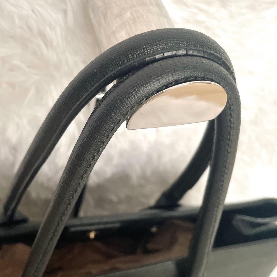 美品⭐︎ FURLA リンダ 黒 サフィアーノ ビジネス トートバッグ ゴールド