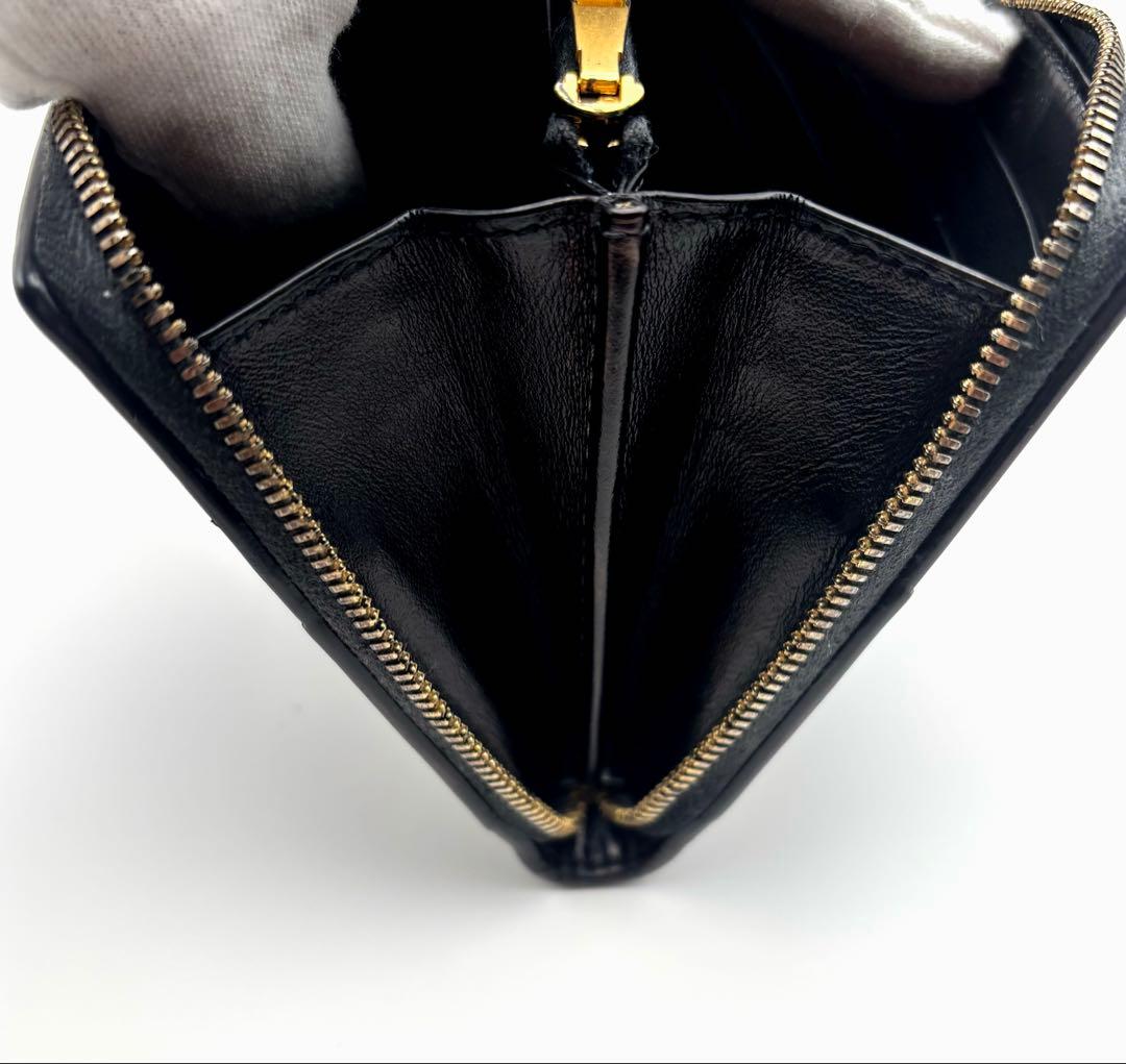 Bottegaveneta ブラックレザー長財布 ゴールド