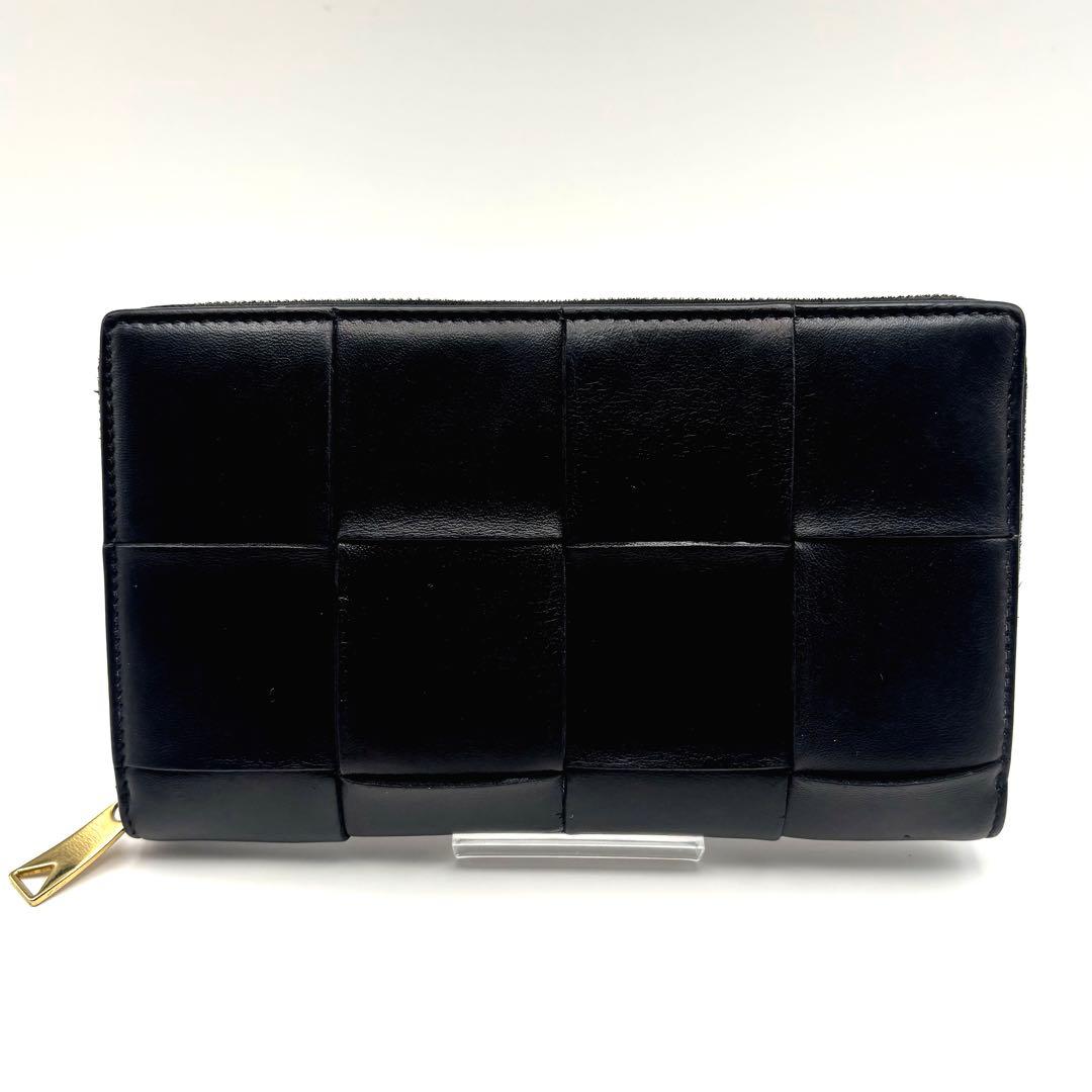 Bottegaveneta ブラックレザー長財布 ゴールド