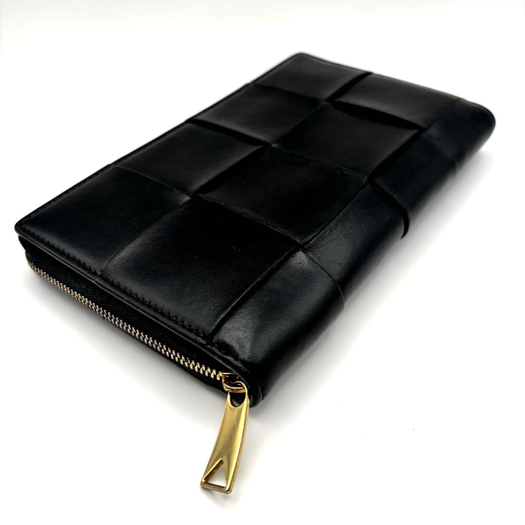 Bottegaveneta ブラックレザー長財布 ゴールド