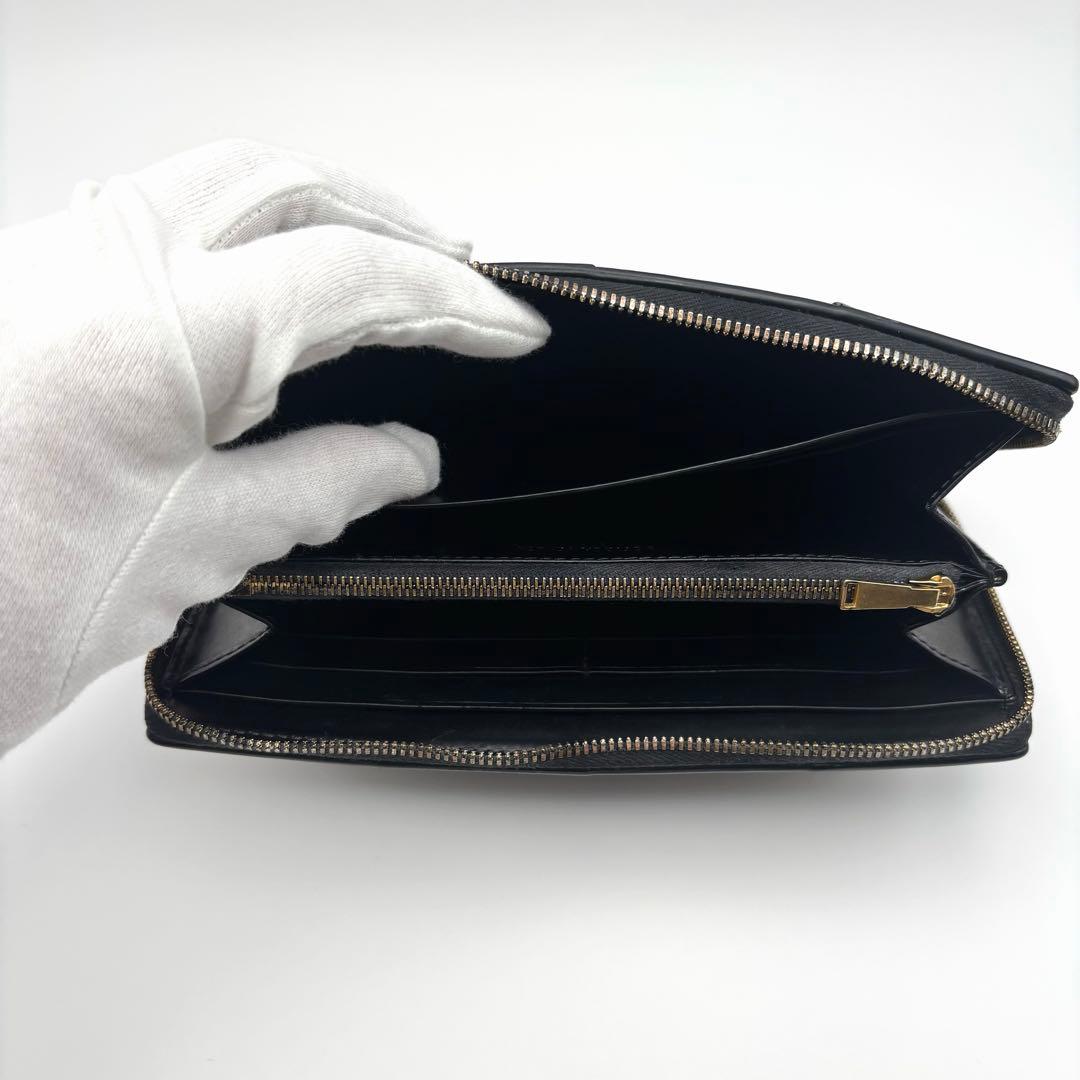 Bottegaveneta ブラックレザー長財布 ゴールド