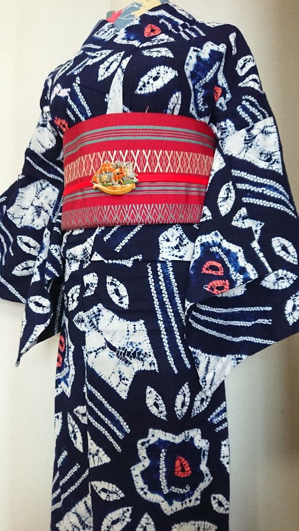 セミアンティーク浴衣セミアンティーク有松絞り浴衣薔薇柄 大正浪漫アンティーク着物