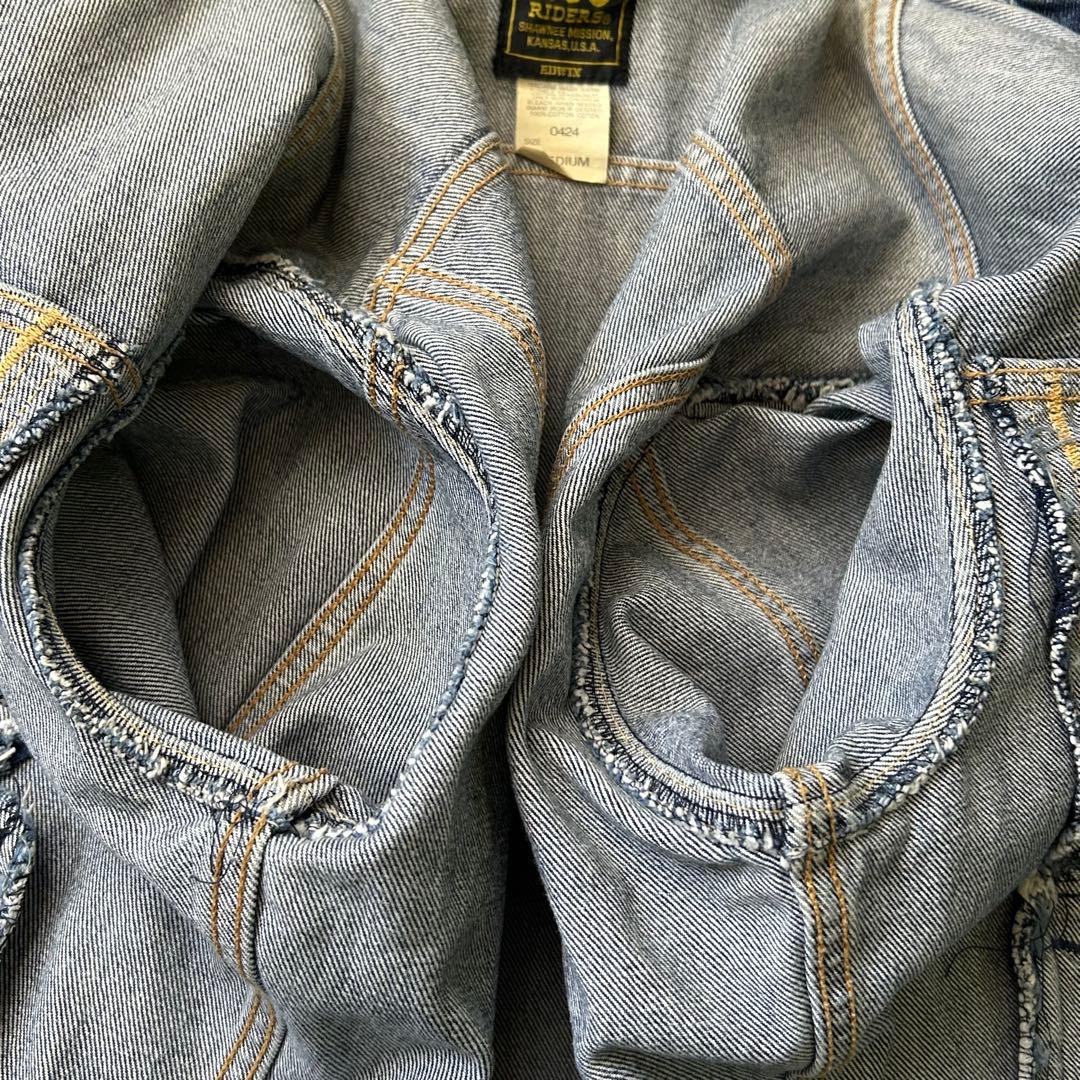 90s LeeRIDERSＪ0424黒タグ 日本製 復刻 デニムジャケット 希少