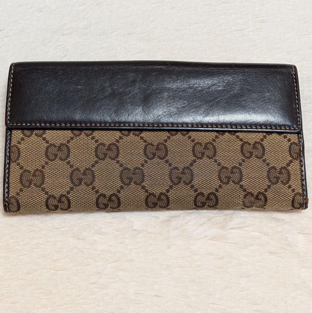 美品✨️グッチ 長財布 ラブリーハート GGキャンバス 濃茶 人気定番