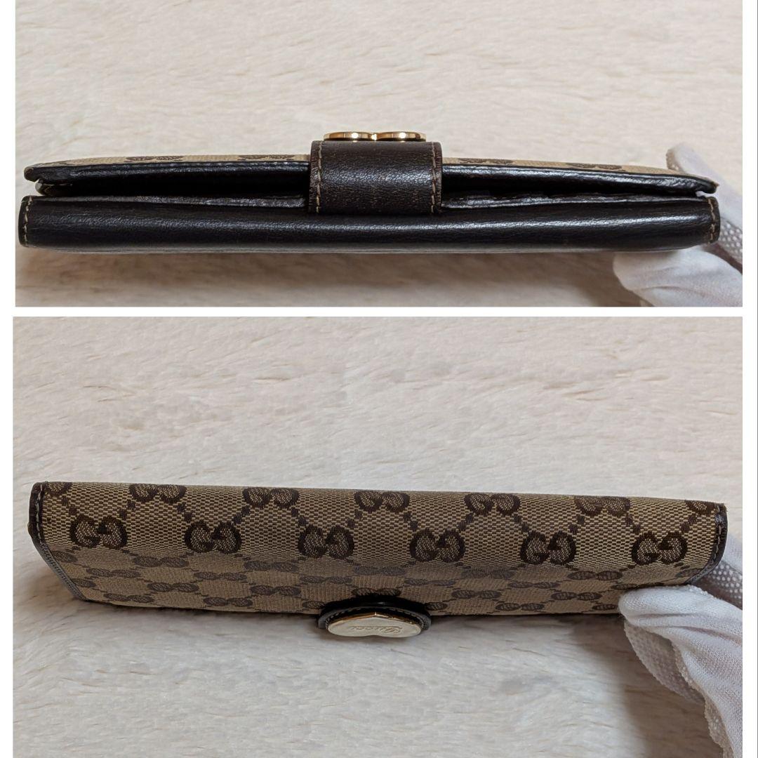 美品✨️グッチ 長財布 ラブリーハート GGキャンバス 濃茶 人気定番