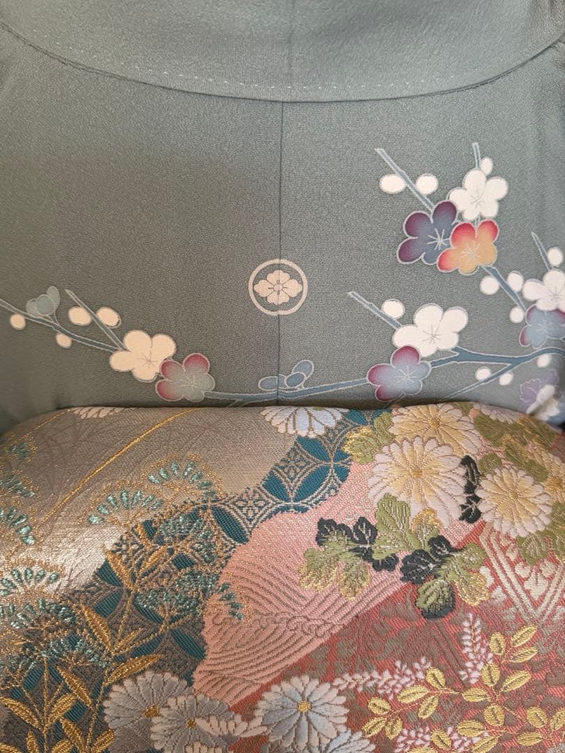 訪問着フルセット、落款入り　四季の花、染め分け　友禅　作家物