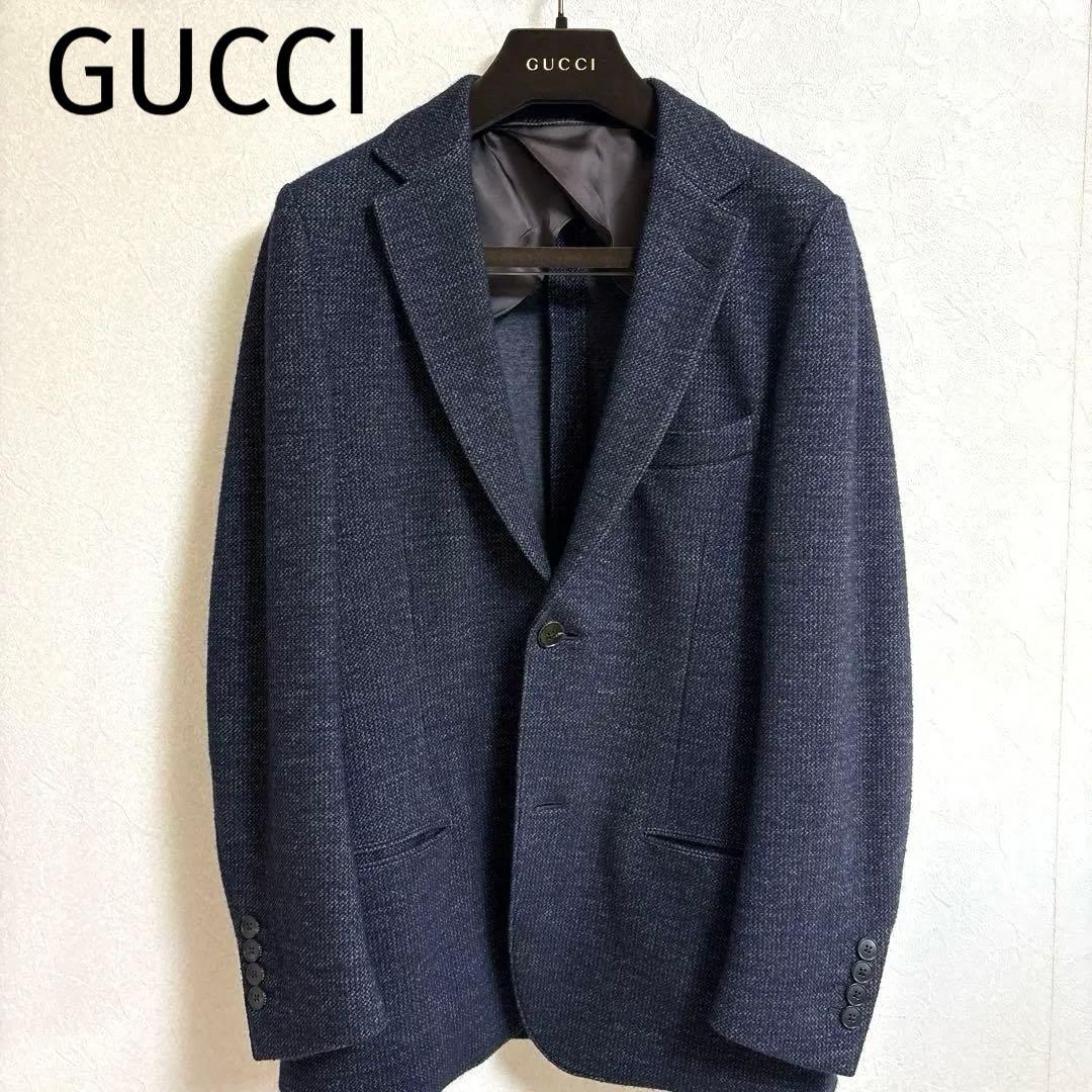 GUCCI グッチ ネイビー テーラードジャケット　サイズ44 ストレッチ機能