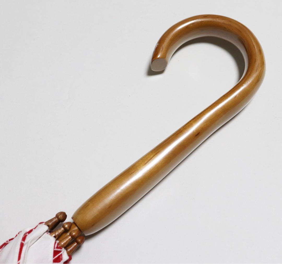 新品 日本製 赤と白のコントラストが美しい 上品和柄 高級長傘 UV加工 日傘