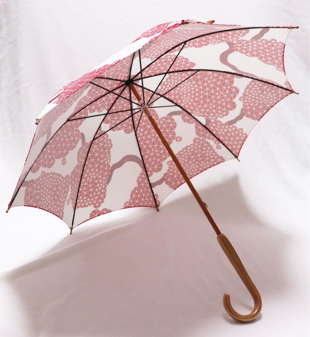 新品 日本製 赤と白のコントラストが美しい 上品和柄 高級長傘 UV加工 日傘