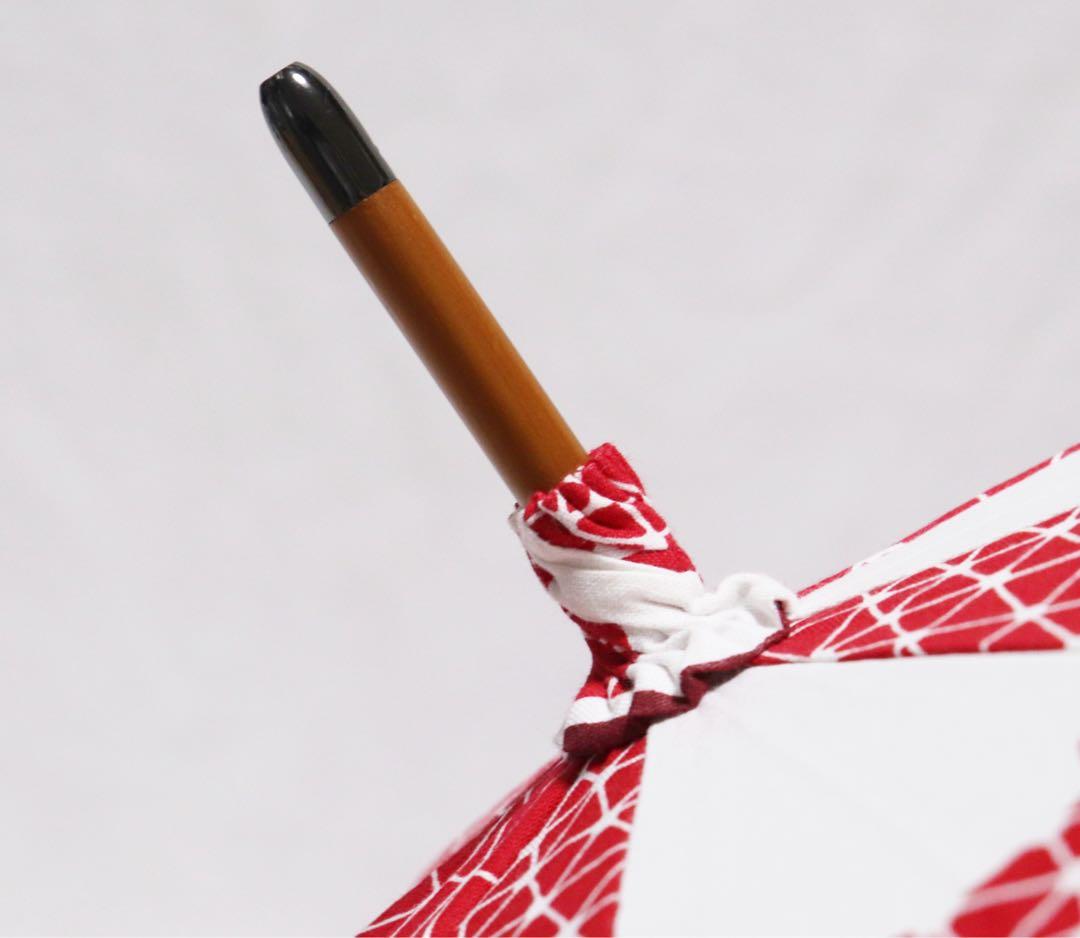 新品 日本製 赤と白のコントラストが美しい 上品和柄 高級長傘 UV加工 日傘
