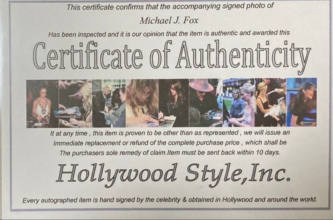 バックトゥザフューチャー マイケル・J・フォックス 直筆サイン入り写真