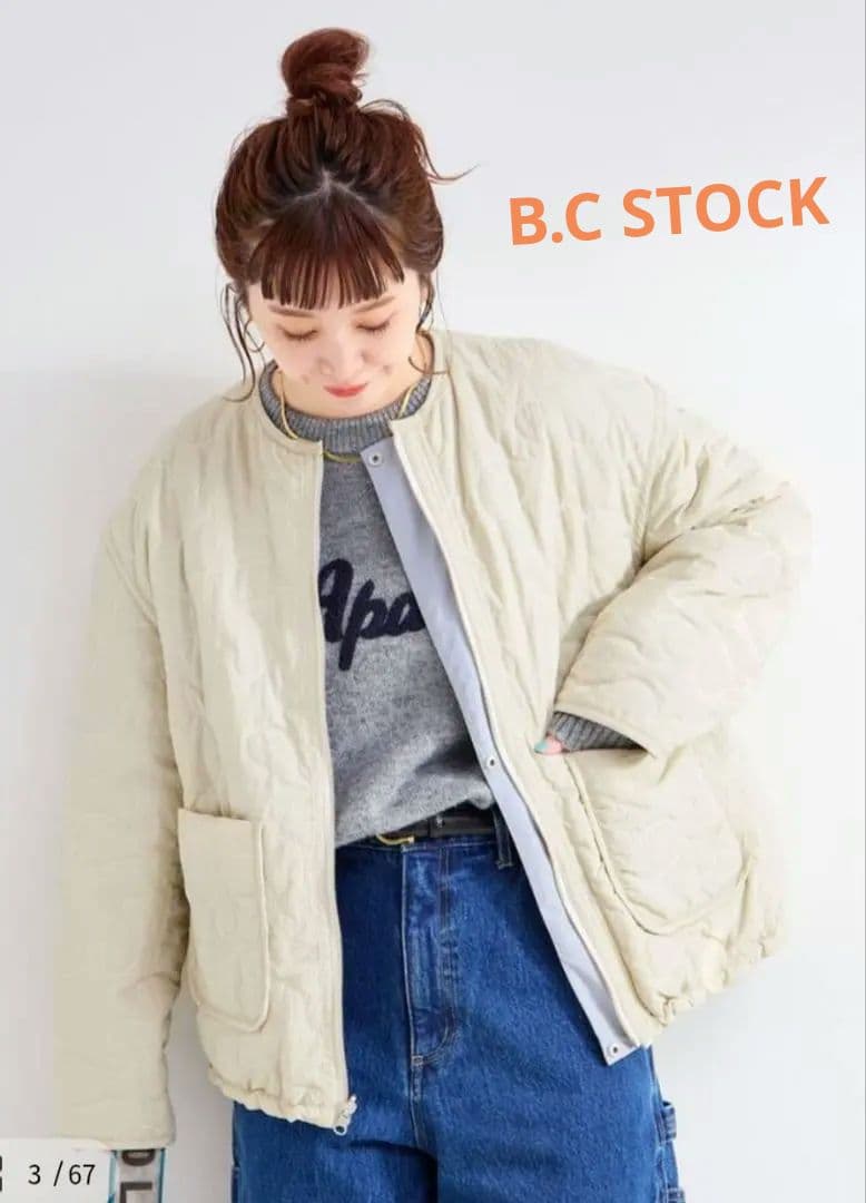 【タグ付き新品未使用】 ベーセーストック 刺繍キルトリバーシブルブルゾン