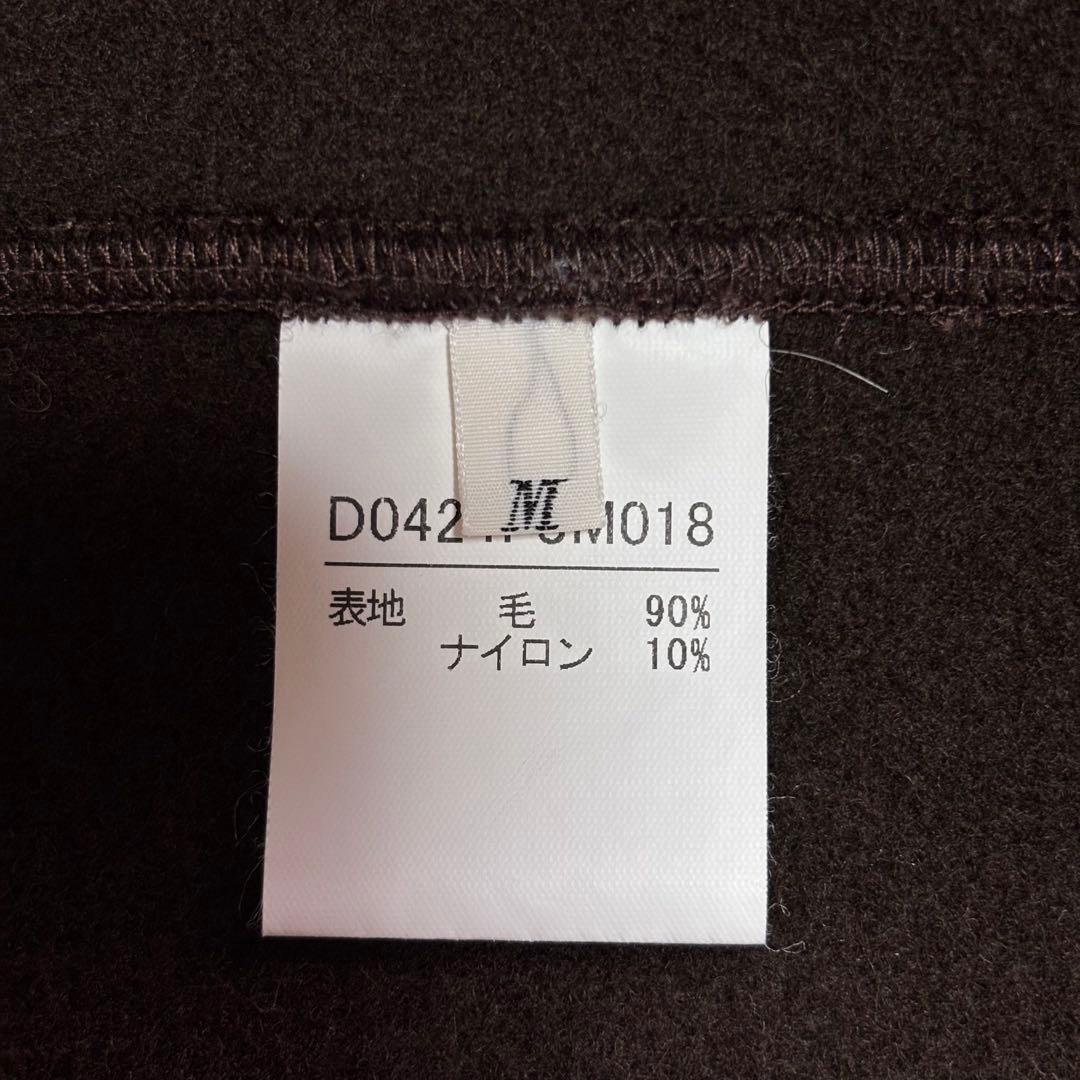 【美品】パパス 縮絨ウール テーラードジャケット パイピング 刺繍ロゴ クルミ釦