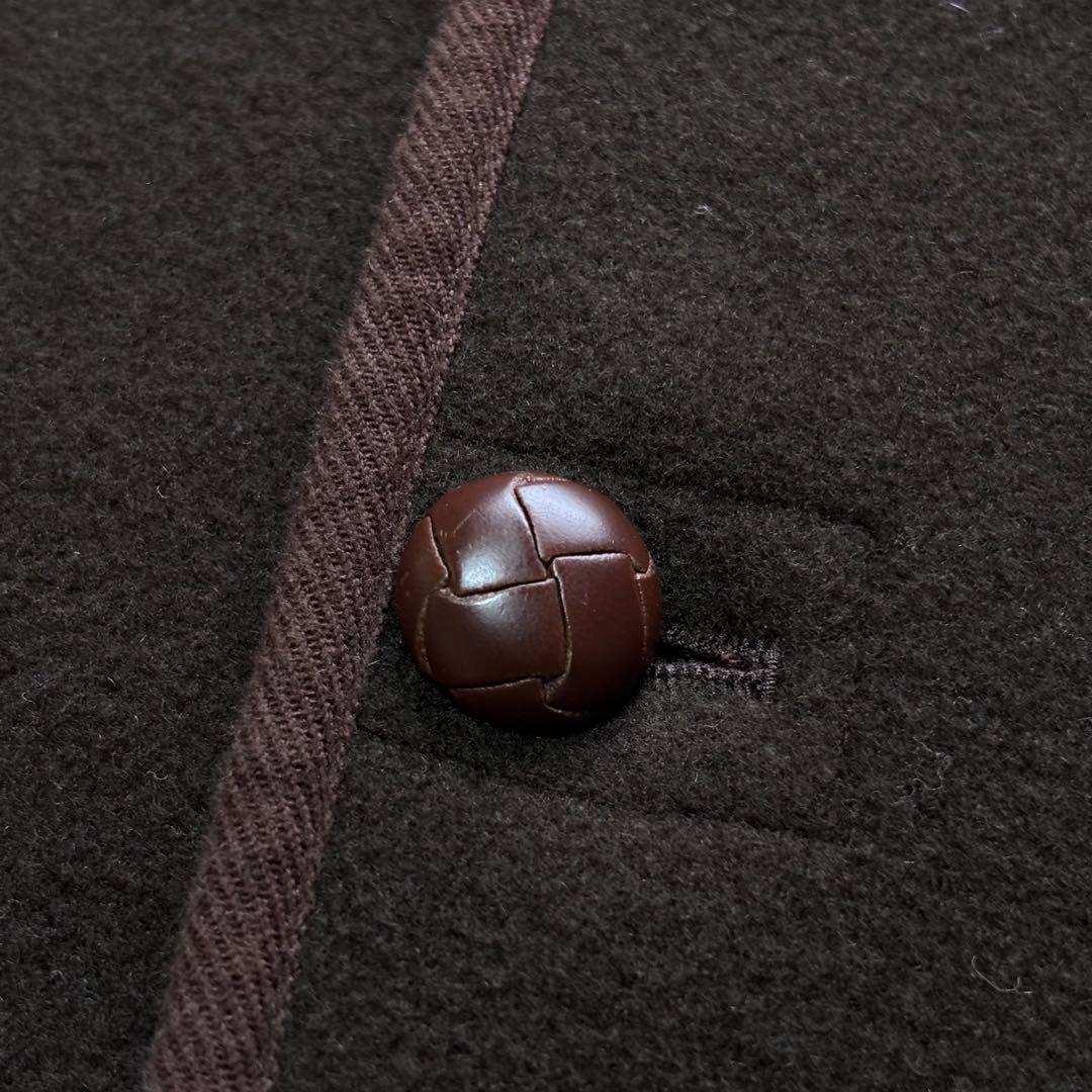 【美品】パパス 縮絨ウール テーラードジャケット パイピング 刺繍ロゴ クルミ釦