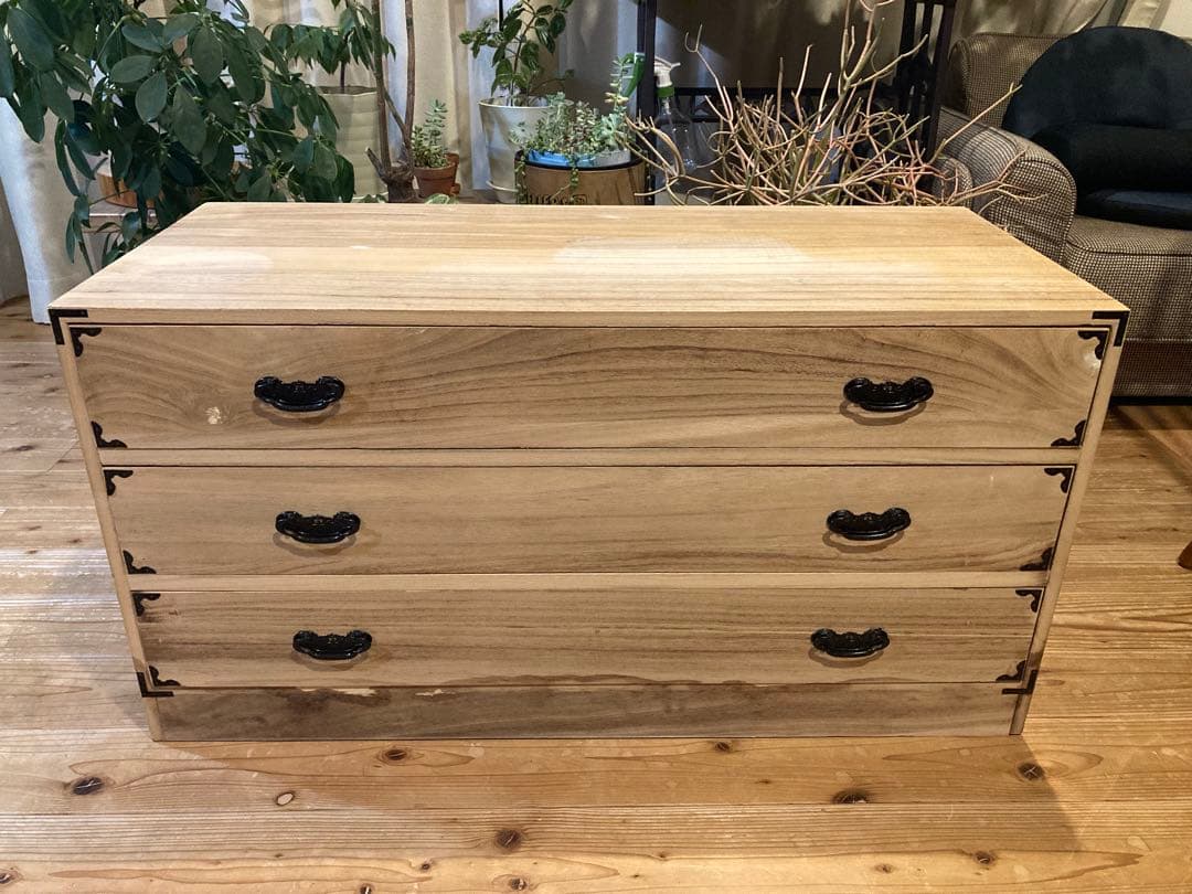 昭和レトロ　桐箪笥3段　時代家具　着物箪笥