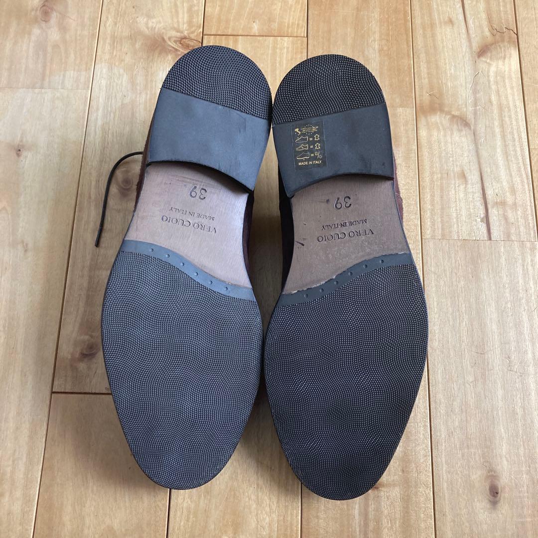 新品 イタリア製 スエード 革靴 メンズ 39 ブラウン カジュアル