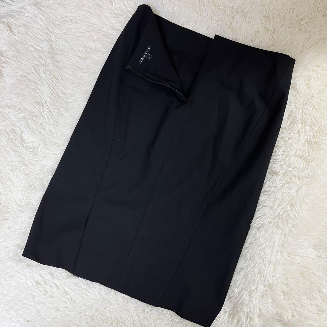 セオリー セットアップ LANAI ノーカラージャケット スカート 黒 0 2