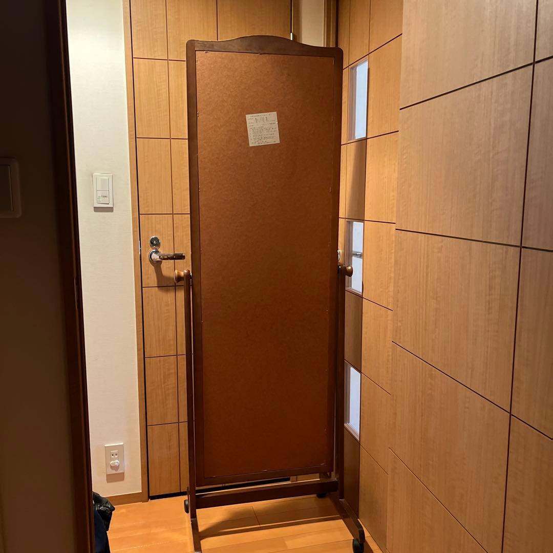 伸びた麺　木製フレームスタンドミラー　全身鏡